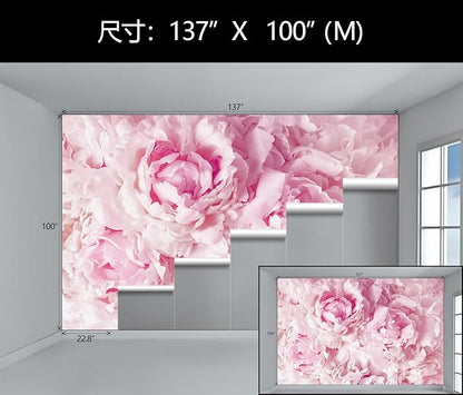 WFBHUA-Pink Floral Wallpaper Peel and Stick Peony Flower Self Adhesive Mural for Girl's Room Bedroom 137"x100"