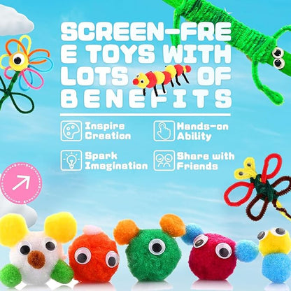 SMILESSKIDDO Arts Craft Supplies for Kids - 1000+ PCS Toddler DIY Craft Art Supply Set, Portable 3 Layered Folding Storage Box School Craft Projects - Gifts for Girls Crafts for Girls Ages 4-8 8-12
