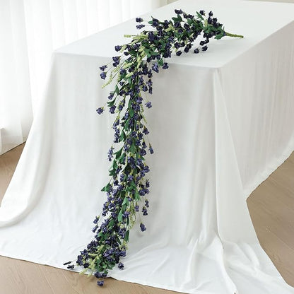 Mizii Blue Artificial Flower Garland 6FT Fake Wildflower Floral Garland Hanging Vines Spring Summer Flowers Decorations for Mantle Table Centerpieces Room Wall Fireplace Wedding Decor (Navy Blue)