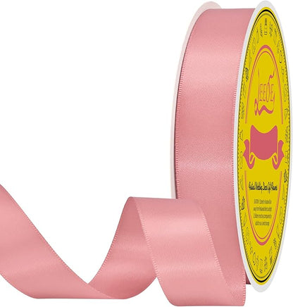 Dusty Pink Double Face Satin Ribbon 1 inch X 50 Yards Spool Bright Colors Very Suitable for Weddings Gift Package Wrapping Dancer Wand Sewing Party Hair Bow Invitation Decorations and More