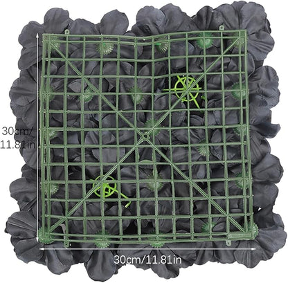 Flower Wall Panel Set,Black Artificial Wall Flower Backdrop,12 Pcs 14.96" X 14.96" 3D Silk Hydrangea Rose Floral Panel,Faux Roses Artificial Flower Backdrop for Wall Decor