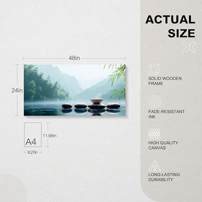 Iallbin Buddha Wall Art & Zen Wall Decor, White Lotus on Water Canvas Painting - for Yoga Meditation Room, Spa & Bathroom,Iallbin Zen Stone Wall Art & Zen Wall Decor, Blending the essence of landscape artistry - for Yoga Meditation Room, Spa & Bathroom...