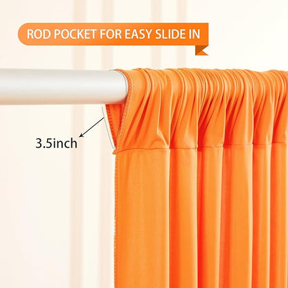 Orange Backdrop Curtains 4 Panels - Wrinkle-Free Polyester Photography Drapes for Baby Shower & Birthday Party - 16 X 10FT