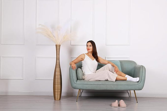 Leewadee Decorative Tall Floor Vase for Living Room Decor, 41 inches, Gold, Resin