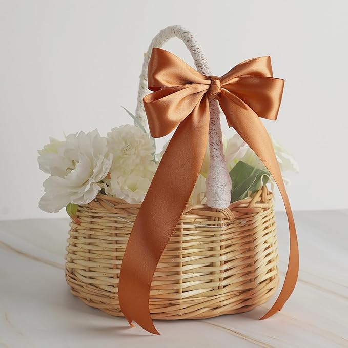 MEEDEE Terracotta Satin Ribbon - 1-1/2 Inch Double Faced Orange Ribbon by 50 Yards for Christmas, Thanksgiving, Fall, Wedding, Flower Bouquet