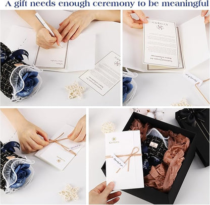 Ceramic Preserved Rose Bouquet, Blue Eternal Flower Handmade Ceramic Craft Art with Fragrance Expansion Function, Birthday/Anniversary/Valentine's Day Luxury Gift Box for Women, Mom, Wife,Her