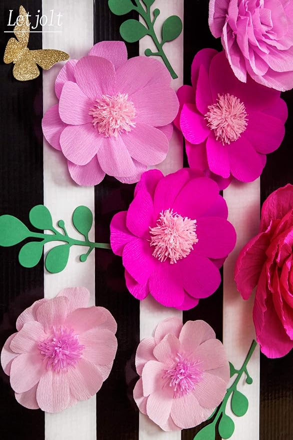 Letjolt Giant Paper Flowers Decoration for Wall 3D Artificial Flowers Wedding Backdrop Handcrafted Rose for Baby Shower Bridal Shower Nursery Wall