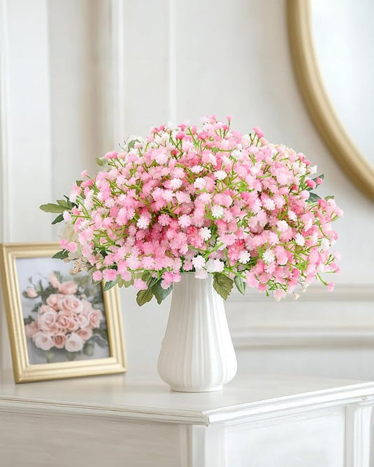 Babys Breath Artificial Flowers, 24Pcs Fake Baby Breath Flowers Artificial Bulk Faux Gypsophila Real Touch Flowers for Wedding DIY Bouquet Arrangement Party Home Garden Decor, Pink