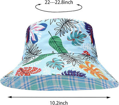Bucket Hat for Women Men, Cotton Reversible Double Side Wear Sun Hats Beach Fisherman Hat