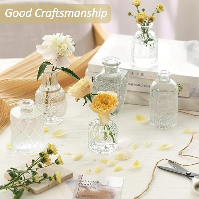 Glass Bud Vases Set of 40 PCS, Small Flower Vases for Wedding Centerpiece Table Decoration, Vintage Vase in Bulk for Flower Arrangements, Mini Vase for Birthday Party, Festival Home Decor,Clear