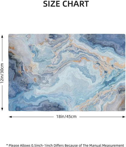 Placemats 4 pcs Marble Double-Layer Imitation Linen Place Mats Non-Slip Heat-Resistant Tablemats for Home Restaurant Hotel 18×12 Inch