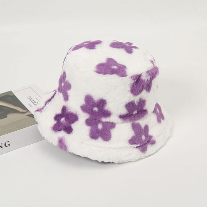 Winter Soft Faux Fur Plush Bucket Hat, Lovely Fisherman Cap, Fashion Outdoor Thick Warm Sun Cap for Women