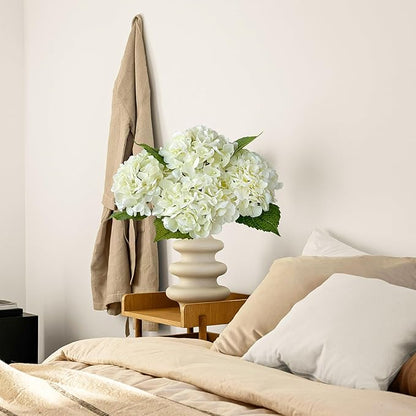 4 Pcs Real Touch Hydrangeas White Artificial Hydrangeas Flowers Real-Looking Faux Latex Hydrangea for Kitchen Living Room Porch Home Decor Baby Shower Party Wedding Table Centerpiece