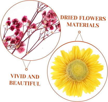 Natural Dried Flowers Material Bag for DIY Crafts Pressed Floral Bouquet Making Kit Romantic Handcraft Supplies for Greeting Cards Home Decoration and Wedding Embellishments