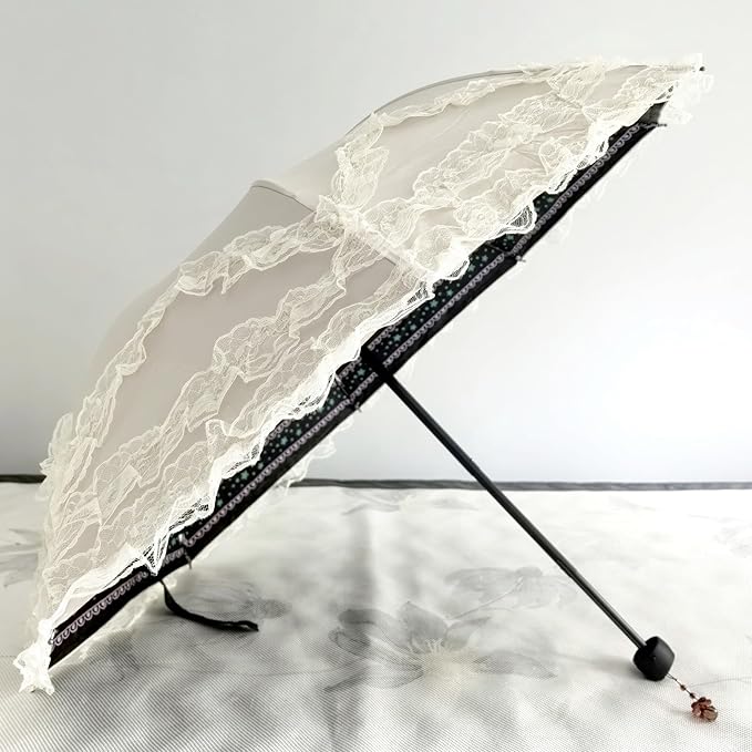Vintage Lace Parasol Gothic Lolita Umbrella UV Sun Protection Witch Cosplay Photoshoot Props Party Decoration