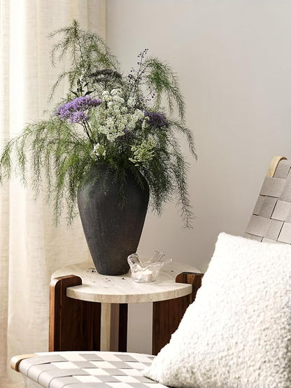 Black Ceramic Vase - Large 11.8 Inch Tall Floor Vase for Centerpieces, Farmhouse Rustic Minimalist Home Decor for Living Room, Enterway, Wedding (Sandstone Black)