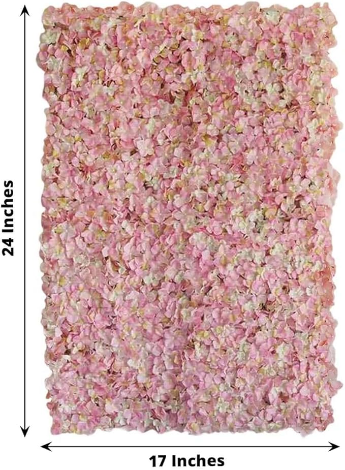 Efavormart 11 Sq ft. | Pink/Cream UV Protected Hydrangea Flower Wall Mat Backdrop - 4 Artificial Panels