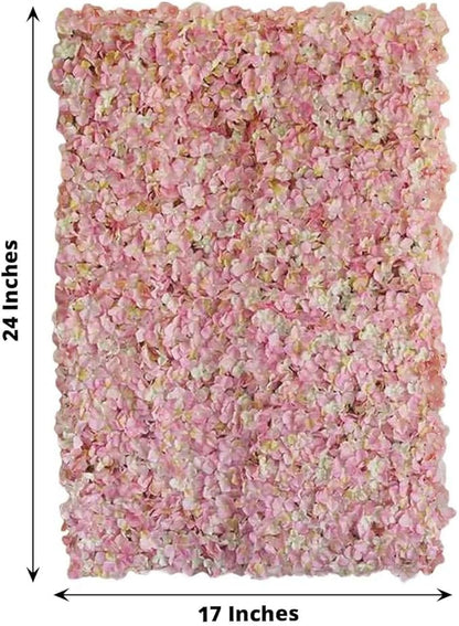 Efavormart 11 Sq ft. | Pink/Cream UV Protected Hydrangea Flower Wall Mat Backdrop - 4 Artificial Panels