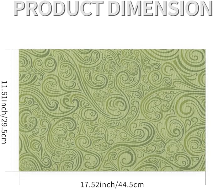 PVC Placemats Set of 1 Sage Green Abstract Art Wipeable Table Mats Washable Heat Resistant Non Slip Vinyl Dining Table Mat for Kithen Indoor Outdoor Patio Farmhouse Place Mats Decorative