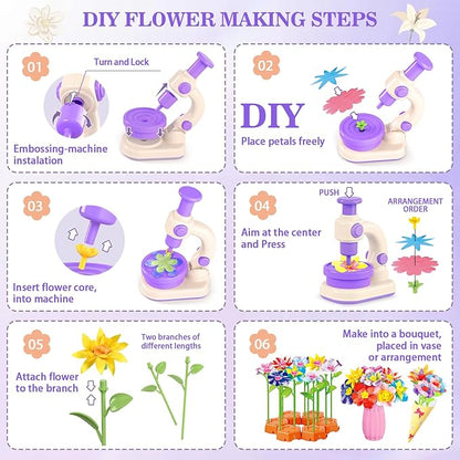 SANANT Fabric Flower Bouquets Toys, DIY Arts and Crafts Toys for Kids 4-8, Making Kit Build Own Bouquet, DIY Educational Activities Flower Making Kit Toys for Toddlers, Birthday Gifts for Girls
