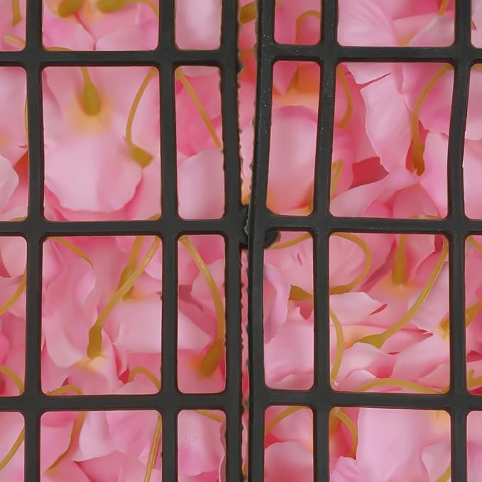 20PCS Artificial Floral Wall Backdrop, 3D Pink Flower Wall Panel, Realistic Silk Flower Backplanes, Roll Up Fake Flower Background for Valentines Wedding Party Photo Arrangement Outdoor Decor