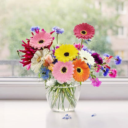 15 Pcs Artificial Gebera Daisies Flowers Fake Daisy Real Touch PU Faux Flowers Bouquet for Indoor Home Arrangements Vase Wedding Party Table Centerpiece DIY Floral Decor