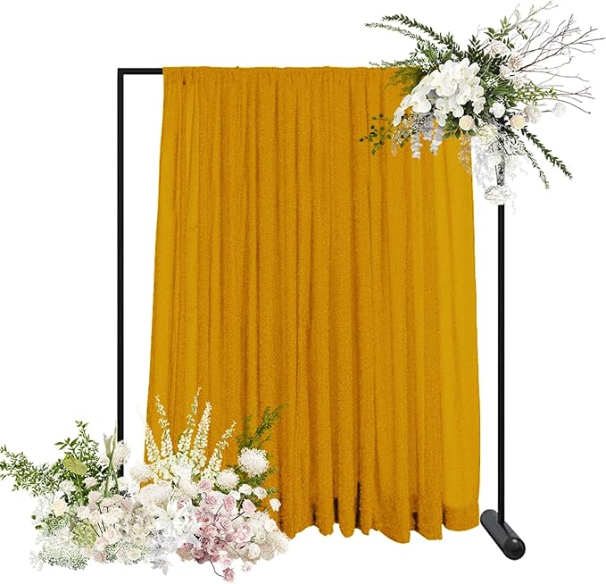 10ft x10ft Gold Metallic Spandex Backdrop Drapes Curtains, 1 Panel Glitter Sheer Photography Background, Stretchy Spandex Fabric for Wedding, Party, Baby Shower, Photo Booth Decor
