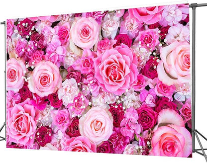 CHAIYA 8x6ft Flower Backdrop Rose Flowers Floral Wall Photography Background Birthday Baby Shower Wedding Party Banner Spring Tea Party Backdrop Photo Booth Props CY355