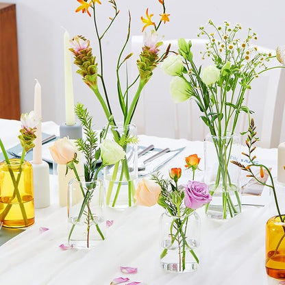 ZENS Bud Vases Set of 3, Modern Small Glass Vases for Flower Clear Bud Vases for Wedding Centerpiece, Blown Thicker Glass Small Vase for Flowers, Wedding Party Events Home Bathroom Decor