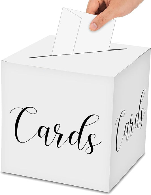 Classic Elegant Card Box – 1 Set Hot Stamping Card Receiving Box for Gift Envelope Money – Wedding Bridal Baby Shower Birthday Graduation Party Supplies Decorations ( 8"*8"*8", Black and Gold)-A07