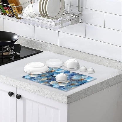 Placemats Set of 4 Waterproof Oilproof Table Mats Hydrangea Pattern Washable Wipeable Heat Resistant Easy to Clean for Indoor Outdoor Party Kitchen Dining Table Decoration 12 * 18in