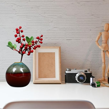 Zerodeko Minimalist Glazed Ceramics Vase Elegant Porcelain Flower Container for Hydroponic Plants and Dry Flowers Home Office Decor