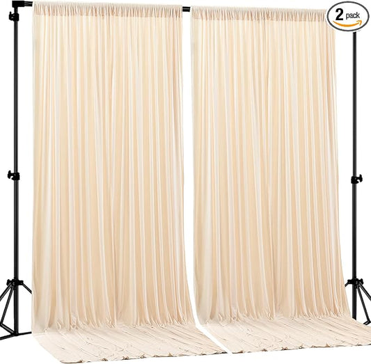 Deep Champagne Backdrop Curtain 2 Panels-Wrinkle-Free Curtains Polyester Photography Drapes for Baby Shower Birthday Party Photo Background Backdrop Stand- 8 X10FT (Champagne)