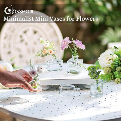 Glasseam Bud Vases in Bulk 40: Clear Glass Vases for Centerpieces Cute Mini Small Vases for Flowers Decorative Tiny Centerpiece Decor for Table Wedding Party Dining Room Decoration