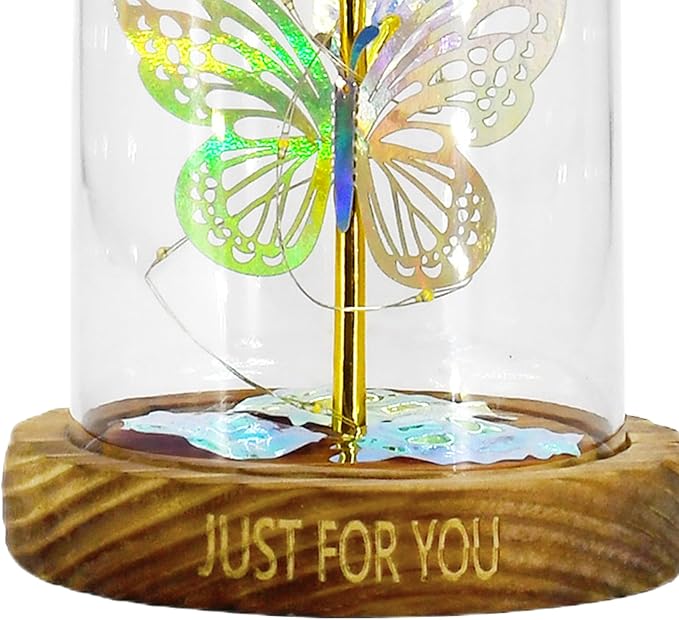 Artificial Glass Flowers, Encourages Romantic Gestures, 11.5x11.5x22cm, Wedding Decoration Dome, Rose Dome Centerpiece, LED Illuminated Design, for Holiday Birthday Mother’s Day Wedding Women