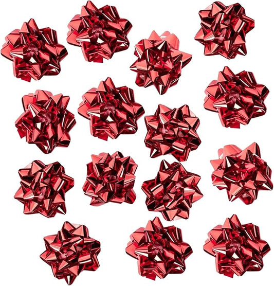 CHOIEO 15 Pcs Gift Bows Assortment, Decor for Christmas, Birthdays, Weddings, Holiday Embellishments, Presents, Wrapping Paper, Anniversaries, Baby Showers, Bridal Showers, Hanukkah (Red)