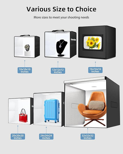 Glendan 32"x32" Light Box Photography, Large Photo Light Box with 3 Light Panels, 792 LED Beads, CRI >95, Professional Photo Booth Shooting Tent Kit with 4 Color Backdrops for Product Photography
