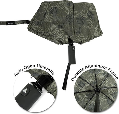 Nollia Windproof Automatic Travel Umbrella, Compact Portable with Reinforced Ribs for Sun & Rain
