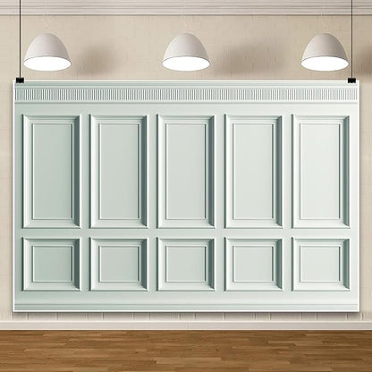 AOFOTO Vintage Room Inside Backdrop Classic French Frame Light Green Walls Photo Background for Wedding Bridal Shower Party Banner Home Headboard Decor Wall Photo Studio Booth Props 8x6ft