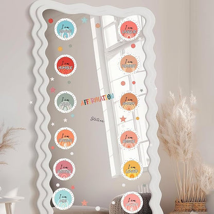 Colorful Inspirational Quote Mirror Decals Positive Affirmation Sticker for Mirror Peel and Stick Kids Nursery Wall Decal for Boys Girls Bedroom I Am Motivational Vinyl Stickers for Bathroom Classroom
