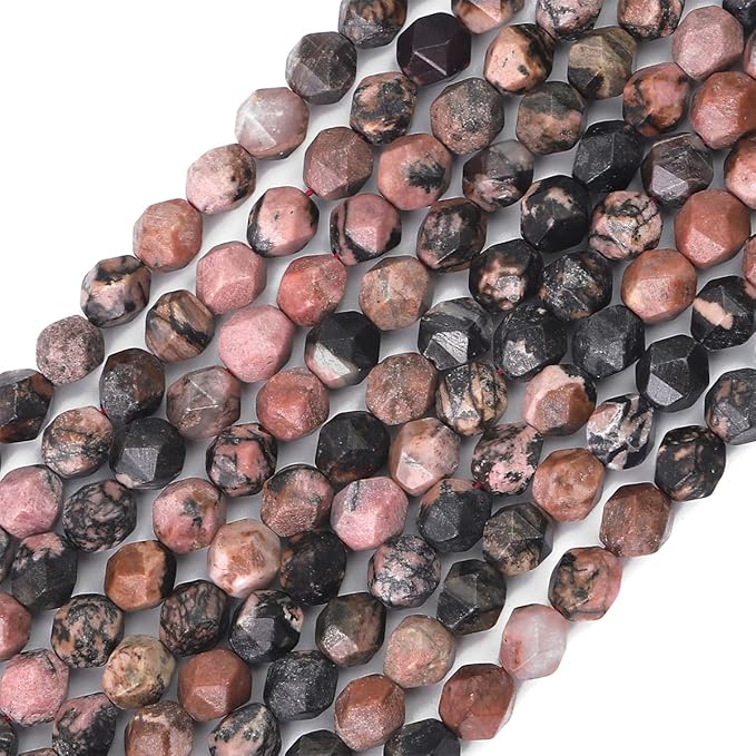 Faceted Natural Rhodochrosite Stone Round Beads 10mm 36cm/Strand for Jewelry Making