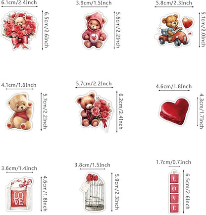 100 Pcs Valentine's Day Stickers for DIY Scrapbook Decorative, Love Stickers Heart Stickers for Laptop Water Bottle Couple Daily Planner, Photo Album Card