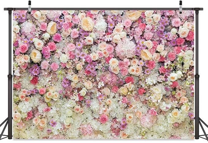 Pink Flower Wall Backdrop - Spring Mothers Day & Birthday Party Backdrop, 10X8FT