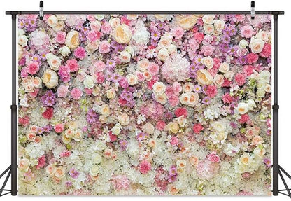 Pink Flower Wall Backdrop - Spring Mothers Day & Girls Birthday Party - 12X8FT