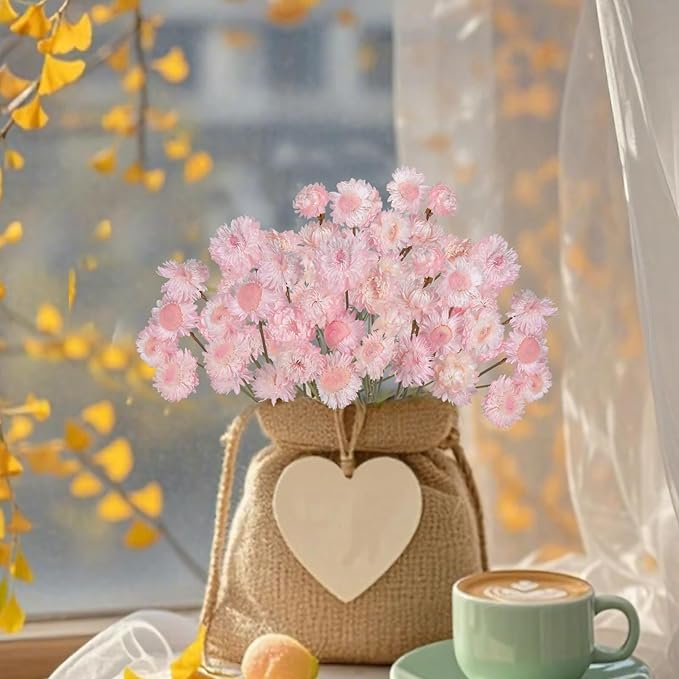 20 Pcs Natural Dried Daisy Flowers Bouquet Dried Flower Daisies Light Pink Dried Sunflowers Chrysanthemum with Stem for Wedding Farmhouse Table Vase Decor Home DIY Flower Arrangement