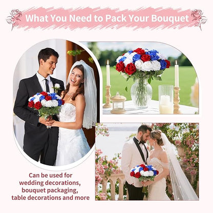 52 PCS Mixed Artificial Roses Bulk, Fake Artificial Flowers Wedding Bouquet Silk Faux Rose with Stems for Wedding Flowers Decoration, Valentines Roses, Bridal Bouquet Roses, Wedding Decoration