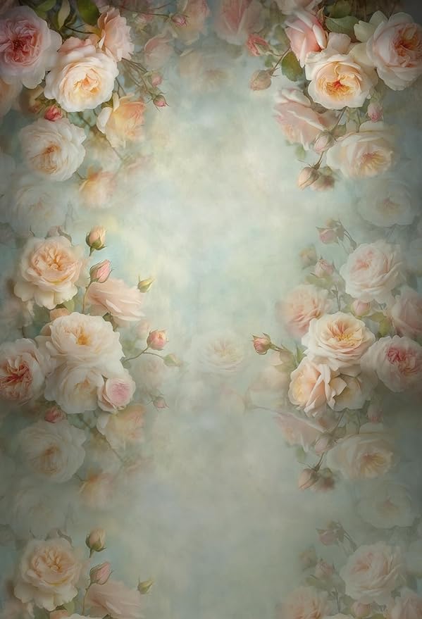 Mocsicka Abstract Floral Backdrop for Photography Retro Green Spring Watercolor Painting Floral Background Newborn Baby Shower Princess Girls Portrait Decoration Backdrop