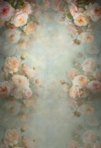 Mocsicka Abstract Floral Backdrop for Photography Retro Green Spring Watercolor Painting Floral Background Newborn Baby Shower Princess Girls Portrait Decoration Backdrop