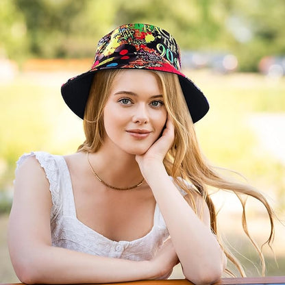 Sun Hat for Women Bucket Hat Cotton Reversible Summer Travel Beach Fishing Cap