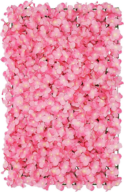 Flower Wall Panel Set, Artificial Wall Flower Backdrop,Artificial Flower Wall Mat Silk Rose Flower Panels,Hydrangea Rose Floral Panel for Party Wedding (20PCS Pink), LZ-290906